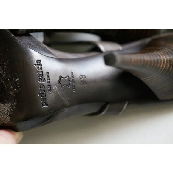 Pedro Garcia Dark  Brown Leather Strappy Sexy Sandal Heels 39 - Picture 10 of 11